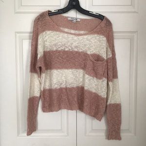 Cream & Pink Lightweight Pocket Sweater M